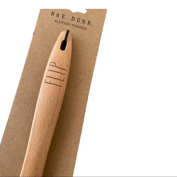 NWT Lot of 2 Wood Kitchen TOOLS Utensils SLOTTED SPOON and TURNER Spatula Black - Picture 2 of 5